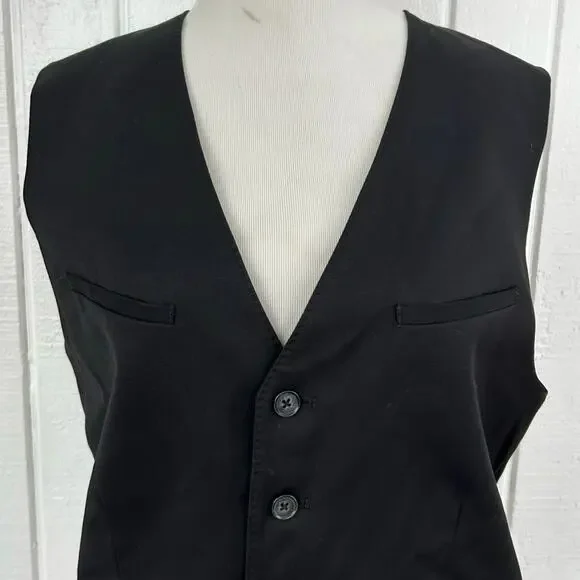 Express Black Tailored Vest Women Y2K Button Front Waistcoat Career Size S - Picture 3 of 8